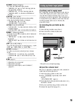 Preview for 13 page of Sony CDX-GT62IPW - Fm/am Compact Disc Player Operating Instructions Manual