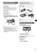 Предварительный просмотр 5 страницы Sony CDX-GT660U Operating Instructions Manual