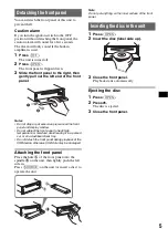 Предварительный просмотр 5 страницы Sony CDX-GT670U Operating Instructions Manual