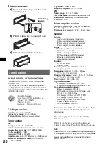 Предварительный просмотр 20 страницы Sony CDX-GT705DX - Cd Player With Mp3/wma Playback Operating Instructions Manual