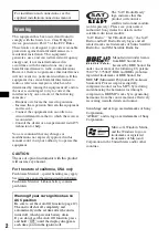 Preview for 2 page of Sony CDX-GT71W - Fm/am Compact Disc Player Operating Instructions Manual