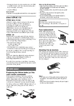 Preview for 17 page of Sony CDX-GT71W - Fm/am Compact Disc Player Operating Instructions Manual