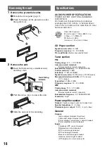 Preview for 18 page of Sony CDX-GT71W - Fm/am Compact Disc Player Operating Instructions Manual