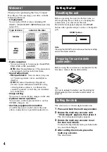 Preview for 4 page of Sony CDX-GT720 - Fm/am Compact Disc Player Operating Instructions Manual