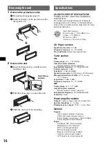 Preview for 16 page of Sony CDX-GT720 - Fm/am Compact Disc Player Operating Instructions Manual