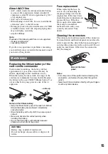 Preview for 15 page of Sony CDX-GT72W - Fm/am Compact Disc Player Operating Instructions Manual