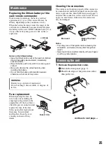 Предварительный просмотр 25 страницы Sony CDX-GT730UI - Fm/am Compact Disc Player Operating Instructions Manual