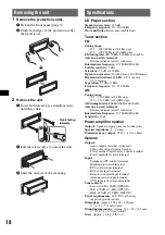 Предварительный просмотр 18 страницы Sony CDX-GT760 Operating Instrctions