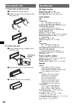 Предварительный просмотр 16 страницы Sony CDX-GT770 Operating Instruction