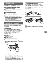 Предварительный просмотр 7 страницы Sony CDX-GT780UI Operating Instructions Manual