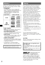 Предварительный просмотр 2 страницы Sony CDX-GT805DX - Cd Receiver Operating Instructions Manual