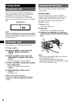 Предварительный просмотр 4 страницы Sony CDX-GT805DX - Cd Receiver Operating Instructions Manual