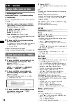 Предварительный просмотр 14 страницы Sony CDX-GT805DX - Cd Receiver Operating Instructions Manual