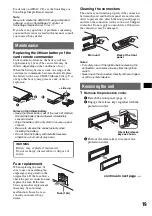 Предварительный просмотр 19 страницы Sony CDX-GT805DX - Cd Receiver Operating Instructions Manual