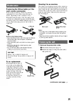 Предварительный просмотр 21 страницы Sony CDX-GT870US Operating Instructions Manual