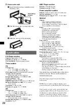 Предварительный просмотр 22 страницы Sony CDX-GT870US Operating Instructions Manual