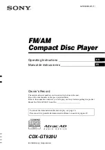 Preview for 1 page of Sony CDX-GT920U Operating Instructions Manual