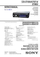 Предварительный просмотр 1 страницы Sony CDX-GT930UI - Fm/am Compact Disc Player Service Manual