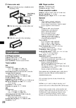 Предварительный просмотр 22 страницы Sony CDX-GT970US Operating Instructions Manual