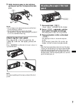 Предварительный просмотр 7 страницы Sony CDX-GT980UI Operating Instructions Manual