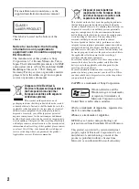 Предварительный просмотр 2 страницы Sony CDX-HR910UI Operating Instructions Manual