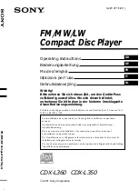 Sony CDX-L350 - Fm/am Compact Disc Player Operating Instructions Manual предпросмотр