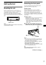 Preview for 7 page of Sony CDX-L410X - Fm/am Compact Disc Player Operating Instructions Manual