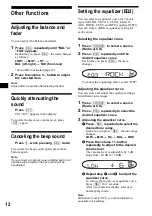 Preview for 12 page of Sony CDX-L410X - Fm/am Compact Disc Player Operating Instructions Manual