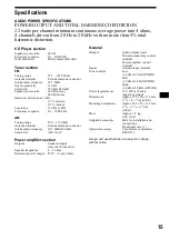 Preview for 15 page of Sony CDX-L410X - Fm/am Compact Disc Player Operating Instructions Manual