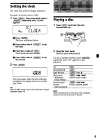 Preview for 9 page of Sony CDX-L550X - Fm/am Compact Disc Player Operating Instructions Manual