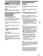 Preview for 11 page of Sony CDX-L550X - Fm/am Compact Disc Player Operating Instructions Manual