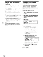 Preview for 12 page of Sony CDX-L550X - Fm/am Compact Disc Player Operating Instructions Manual