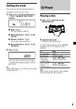 Preview for 9 page of Sony CDX-L600X - Fm/am Compact Disc Player Operating Instructions Manual