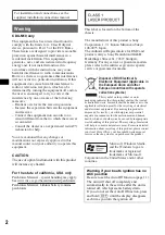 Preview for 2 page of Sony CDX-L630X - Fm/am Compact Disc Player Operating Instructions Manual