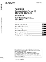 Sony CDX-M670  (XT-XM1) Operation Instructions Manual preview