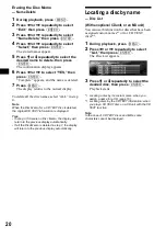 Предварительный просмотр 20 страницы Sony CDX-M9900 Operating Instructions  (primary manual) Operating Instructions Manual