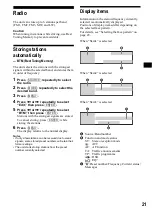 Предварительный просмотр 21 страницы Sony CDX-M9900 Operating Instructions  (primary manual) Operating Instructions Manual