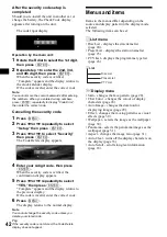 Предварительный просмотр 42 страницы Sony CDX-M9900 Operating Instructions  (primary manual) Operating Instructions Manual