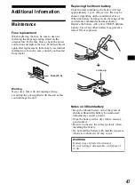 Предварительный просмотр 47 страницы Sony CDX-M9900 Operating Instructions  (primary manual) Operating Instructions Manual