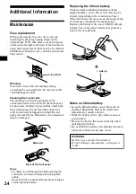 Preview for 24 page of Sony CDX-MP40 Installation/Connection Operating Instructions Manual