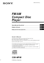 Preview for 1 page of Sony CDX-MP80 Operating Instructions Manual