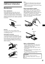 Предварительный просмотр 27 страницы Sony CDX-MP80 Operating Instructions Manual