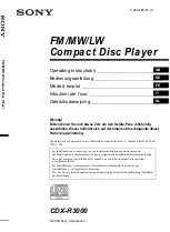 Sony CDX-R3000 - Fm/am Compact Disc Player Operating Instructions Manual preview