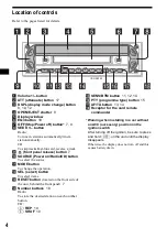 Предварительный просмотр 4 страницы Sony CDX-R3000 - Fm/am Compact Disc Player Operating Instructions Manual