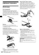 Предварительный просмотр 20 страницы Sony CDX-R3000 - Fm/am Compact Disc Player Operating Instructions Manual