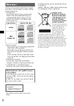 Предварительный просмотр 2 страницы Sony CDX-R30M - Fm/am Compact Disc Player Operating Instructions Manual