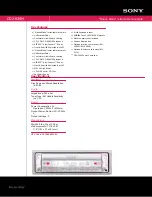 Sony CDX-R30M - Fm/am Compact Disc Player Specification Sheet preview