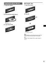 Preview for 5 page of Sony CDX-R505X - Synchro-flip Detachable Face Operating Instructions Manual