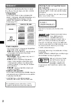 Предварительный просмотр 2 страницы Sony CDX-R550 Operating Instructions Manual