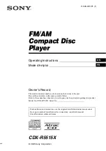 Sony CDX-R5515X - Fm/am Compact Disc Player Operating Instructions Manual preview